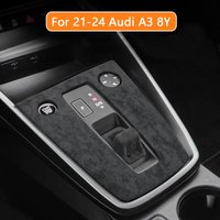 Carbon Fiber Sticker for Audi A3 S3 8Y 2021 2022 2023 2024 RHD LHD Car Gear Shift Panel Accessories Interior Trim Suede leather