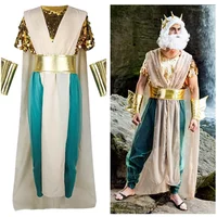 Cosplay Mermaid Fantasy Costume Adult Men Top Pants Cloak Headand Belt Outfits Halloween Carnival Party Disguise Suit