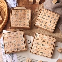 Seal Set, Beautiful And Fun Wooden Box Set, Animal And Plant Hand Account Seal Weather Smiling Face Wooden Silicone Seal