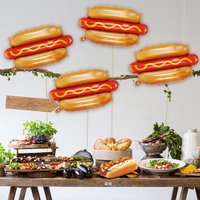 6Pcs Giant Hot Dog Balloons, Food Foil Balloons Picnic Snacks BBQ Party Balloon Picnic Themed Balloon for Birthday Food Snacks