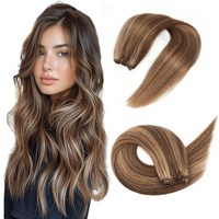 Double Sew-In Weft Human Hair Bundles Natural Look Seamless Blending Compatible with All Hair Types for Women 12,16,20inch 50G
