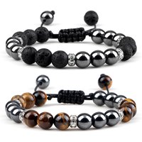 Classic Men Hematite Beads Bracelests 8mm Natural Tiger Eye Lava Stone Bracelets&Bangles Women Handmade Jewelry Friendship Gift