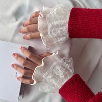 Lace Embroidery False Cuffs Detachable Wrist Cuffs Elegant Horn Design for Shirt Sweater Simple Wristband Fashion Accessory