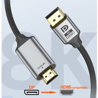 DP to HDMI-compatible Cable 8K 60Hz 4K 30Hz DisplayPort to HDMI-compatible Cable Display Port Video Cord for PC Projector Laptop