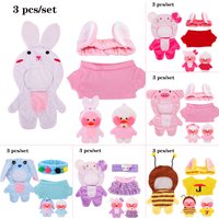 3Pcs Duck Clothes Accessories,30Cm Lalafanfan Yellow Duck,Skirts,Hoodies,T-Shirts,Kawaii Plush Toy Soft Animal Set,Toys Gift