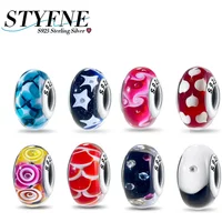 Original Sterling Silver 925 Fantasy Mini Murano Glass Beads Friendship for Women Diy Bracelet Jewelry Making Friendship Gift