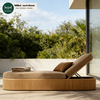 Luxury Modern Leisure Teak Patio Lounge Chaise Solid Wood Garden Sunbed Swimming Pool Waterproof Outdoor Furniture Sun Lounger