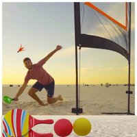 Beach tennis rackets, sports nets, outdoor sports nets, badminton shuttlecock balls, and pickle rackets with matching equipment