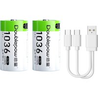 2PCS 1036mWh CR2 lithium battery 3.7V USB rechargeable battery with Type-C interface cable charging