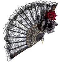 Retro court style lace fan, gorgeous retro European rose folding fan, tea party style, dark comic exhibition, photo prop