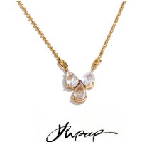 Yhpup Delicate Shiny Cubic Zirconia Necklace Pendant for Women Daily Wear Collar Jewelry