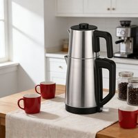 Electric Turkish Kettle Set Stainless Steel Herbal Tea Maker Double Kettle Turkish Teapot for Home 220V