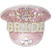 Pink Sequins &Bride Beaded Festival Party Fashion Accessories For Women Rhinestone Military Birthday Hat Luxury Wedding Headwear