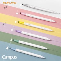 1 Set Japan KOKUYO Kampus Penanda Garis Cap Highlighter Dua Ujung Dengan Cap Pena Lucu Siswa Student Supplies