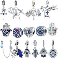925 Sterling Silver Blue Red Evil Eye Charm Beads Fit Original BraceletsBag Keychain Charms Beads Pendant Diy Women Jewelry Gift