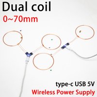 Dual coil 70mm Wireless Power Supply Transmitter coil Inductor Lamp Receiver Light LED Lighting DIY Toys Model Robots Sand Table