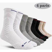4 Pairs/Lot Professional Basketball Socks Breathable Men Mid-Tube Socks White Sports Socks Towel Bottom Men Basketball Socks