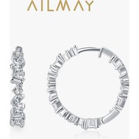 Ailmay Fine Irregular Geometric Design Clear Zircon Earrings For Women Classic Luxury 925 Sterling Silver Fashion Jewelry