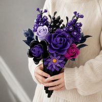 NEW Gothic Flower Arrangement Building Blocks, 822pcs Purple Flower Bouquet Toy, 3D Creative DIY Home Decor Girls Gift