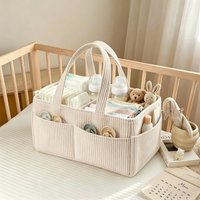 Baby Diaper Caddy Organizer Portable Corduroy Diaper Storage Basket with Handle Nappy Caddy Storage Basket for Nursery Baby
