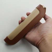 Retro Faux Leather Pencil Case Pen Organizer Stationery Protective Pouch Zippered Pencilcase Office School Supplies