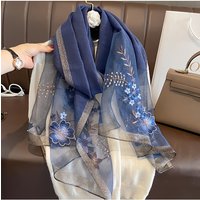 Autumn and winter embroidered imitation silk embroidered silk scarf for women phoenix feather floral scarf ethnic style shawl