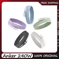New Anker 240W USB-C to USB-C Cable 3ft&6ft Upcycled-Braided Fast Charging for iPhone 16 Series Android Laptop accessories Gift