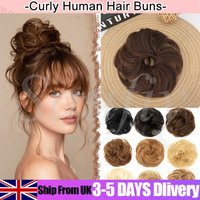 Human Hair Messy Hair Bun Chignon Extensions Scrunchy Updo HairPiece Soft And Comfortable To Wear Bun Hair Scrunchies Curly Wavy