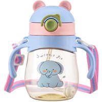 Cute Anti-Choking Drinking Cup Gravity Ball with Straw Feeding Bottle with Handle Wide Caliber Water Bottle