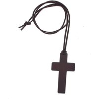 Fashion Retro Women Wooden Leather Brown Cord Religious Christian Necklace Cross Jewelry Pendant