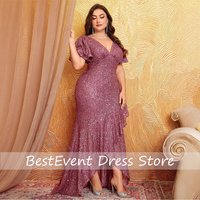 Plus-Size Evening Gowns Formal Occasions Sexy Long-Style Clothing Ball Gowns Mermaid Style Shiny V-neck Long Dresses Customized