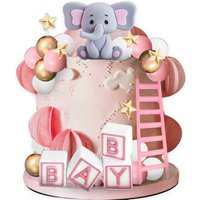 Baby Shower Cake Decorations Girls Elephant Cake Topper Balls Decoration for Baby Boy Girl Birthday Party Gender Reveal Party