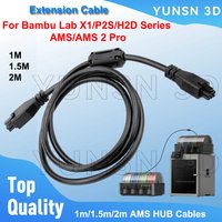 Extension Cable For Bambu Lab X1/P2S/H2D Series AMS/AMS 2 Pro 1m/1.5m/2m AMS HUB Cables 6-pin With Magnetic Ring 3D Printer Part