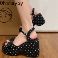 New Summer Women Floral Platform Thick Bottom Sandals Fashion Open Toe Party Dress Shoes Street Style Wedges Heels Sandalias