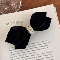 Autumn/Winter New Arrival Black Velvet Bow Banana Clip Vertical Clip High Ponytail Hair Accessory Hair Clip for Women