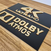 Złoty lustrzany szyld 3D do kina domowego - 4K Ultra HD THX KRIX DTS:X Dolby Atmos Akrylowa tablica z logo do pokoju Heimkino