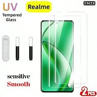 2Pcs UV Tempered Glass For Realme GT7 Pro Racing GT 6 Full Cover Glue Curing Screen Protector For Realme Realme 14 12 11Pro Plus