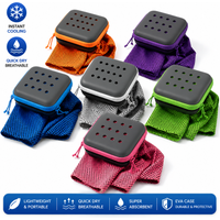 Portable Cooling Towel with Square EVA Case Quick Dry Sports Ice Towel for Gym Running Hiking Travel Outdoor