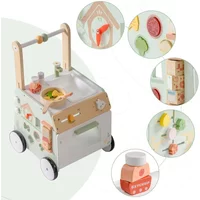 Robud Adjustable Height Speed Wooden Baby Walker Push Toy to Prevent O-Shaped Legs Montessori Baby Walking Toy for Girls Boys