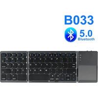 Portable Triple Folding Bluetooth Keyboard MobilePhone TabletComputer Bluetooth KeyboardMouse Integrated Wholesale with Trackpad
