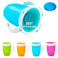 Baby Water Cups 360 Degrees Rotated Baby Learning Drinking Cup with Double Handle Flip Lid Leakproof Infants Water Cups Bottle
