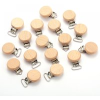 10Pcs Baby Pacifier Clips Chain Accessories Wooden Teether Toy BPA Free Wooden Baby Pacifier Holder Metal Clip Beech
