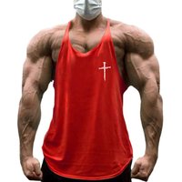 Personalized Cross Print Gym Bodybuilding Sport Vests Men's Running Fitness Sleeveless Shirt Cotton Breathable Y-back Tank Tops