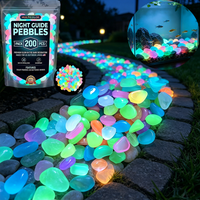 New 200pcs Glowing Garden Stones Colorful Glow-in-the-Dark Pebbles for Outdoor Garden Night Luminous Stone for Landscaping Decor