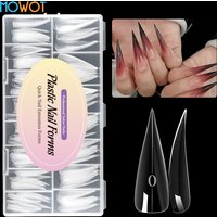 MOWOT New 150pcs/box Dual Nail Forms for Poly Nail Gel Extension Quick Building Molds Full Cover Hawk Claw Shape Nail Top Forms