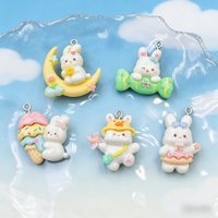 10 pieces of brand new cute resin cartoon candy ice cream rabbit series flat back accessories small pendant decorations