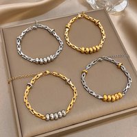 Chubby Circle Beads Geometric Chain Bracelet for Women Fashion Gold Silver Color Stainless Steel Bracelets Waterproof Jewelry