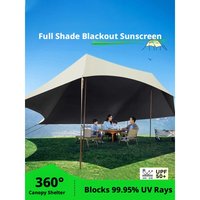 Outdoor Camping Lazy Canopy Shelter Full Blackout Black Coated Quick Install Oxford Cloth Awning