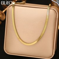 EILIECK Stainless Steel Handmade Fashion Chain Necklace For Women 18K Gold PVD Plated Rust Proof Textured Unisex Jewelry Gift