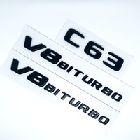 3D ABS Chrome C63 Logo V8 BITURBO Badge Car Rear Star Sticker Trunk AMG Emblem For Mercedes Benz C63 AMG W205 C205 Accessories